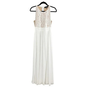 Lulu's Forever and Always White Lace Maxi Dress Women's Size Small